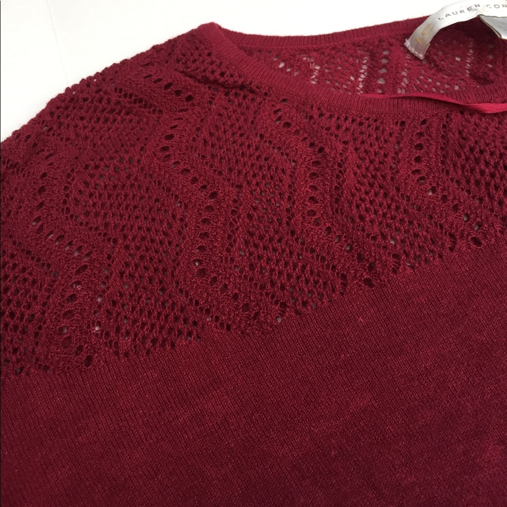 LC Lauren Conrad Crochet Detail 3/4 Sleeve Sweater - Picture 7 of 8